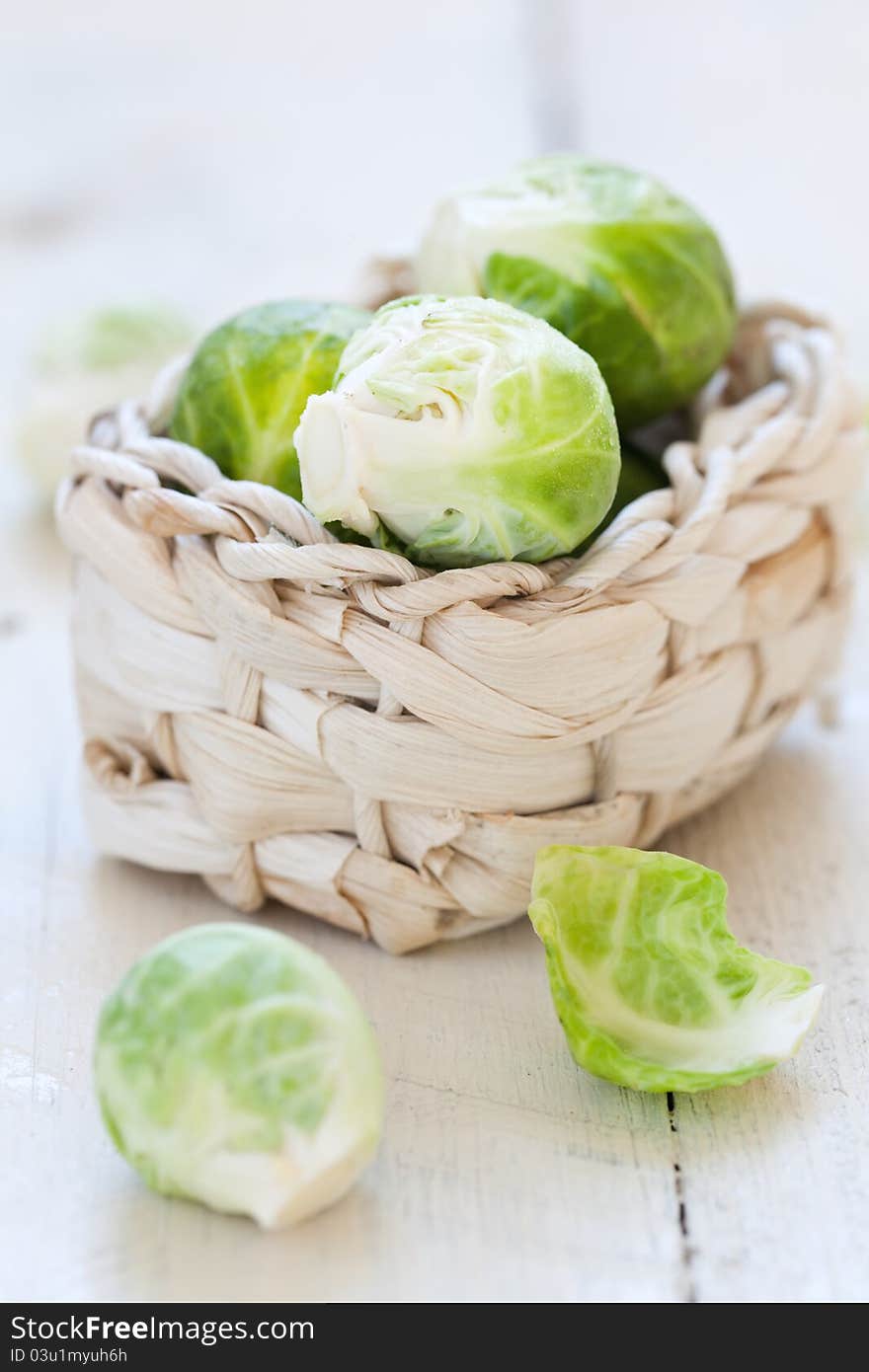 Brussels sprouts in a basket