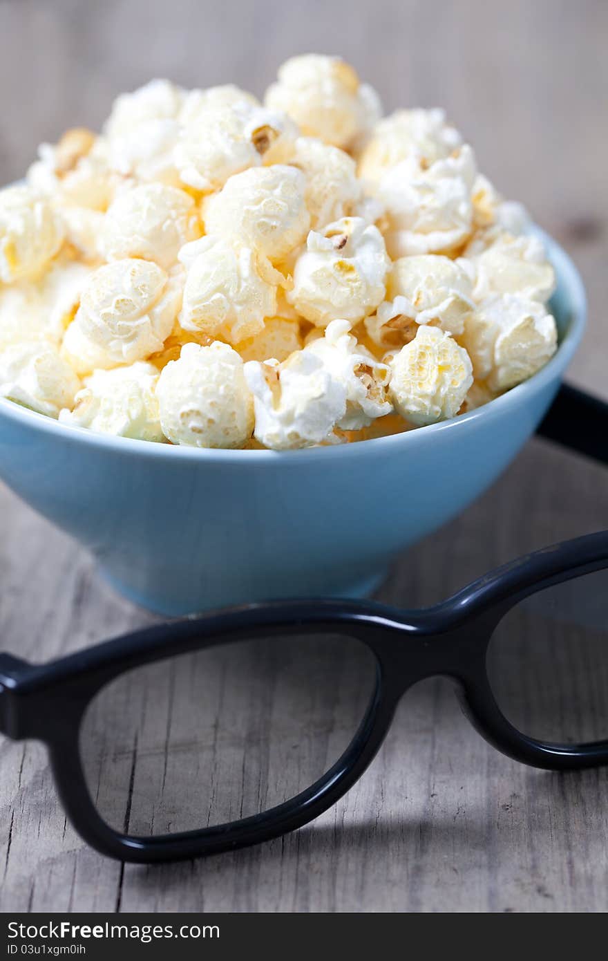 Popcorn and 3D glasses