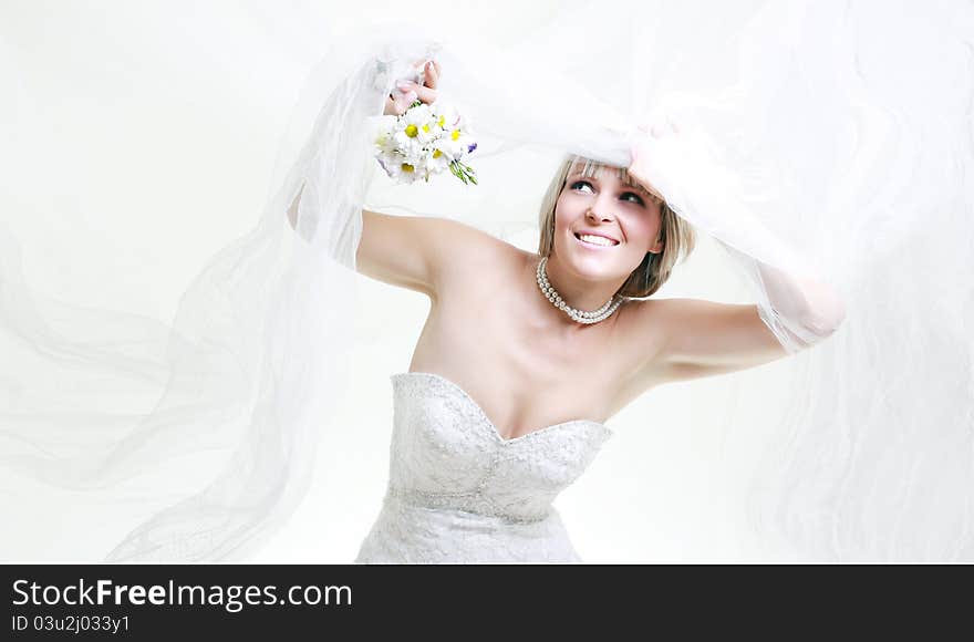 Beautiful bride in white veil. Beautiful bride in white veil