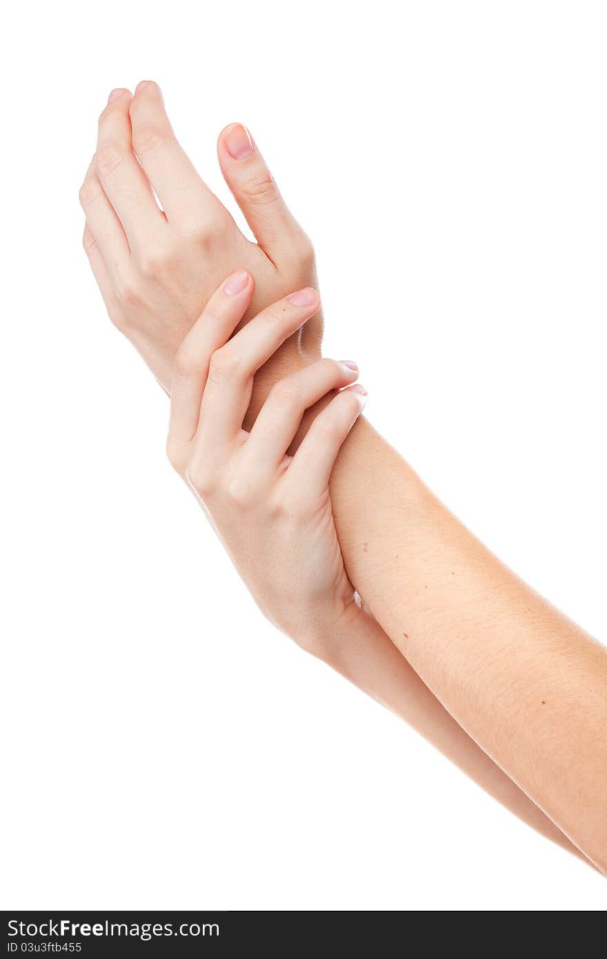 Female hands  isolated on white background