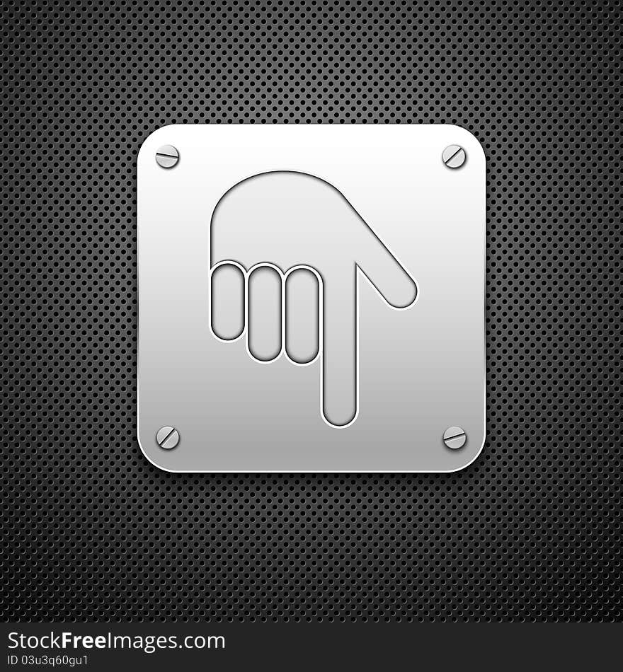 Download icon with hand. Vector illustration.