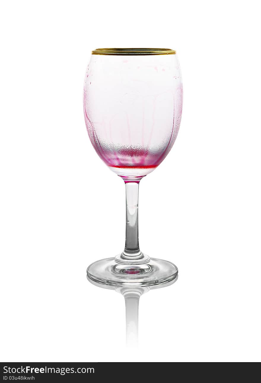 Red wine glass is empty on white background. Red wine glass is empty on white background