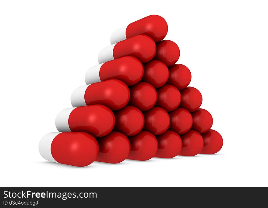 Stack of red and white pills (3d render). Stack of red and white pills (3d render)