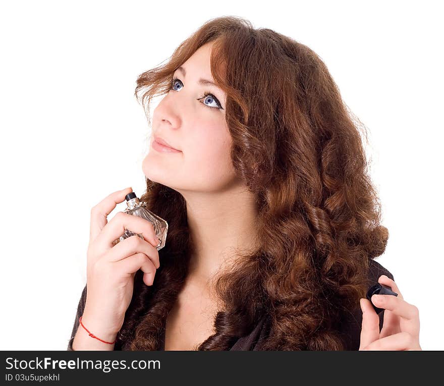 Beautiful Young Female Applying Perfume