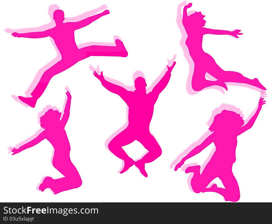 People jumping silhouette