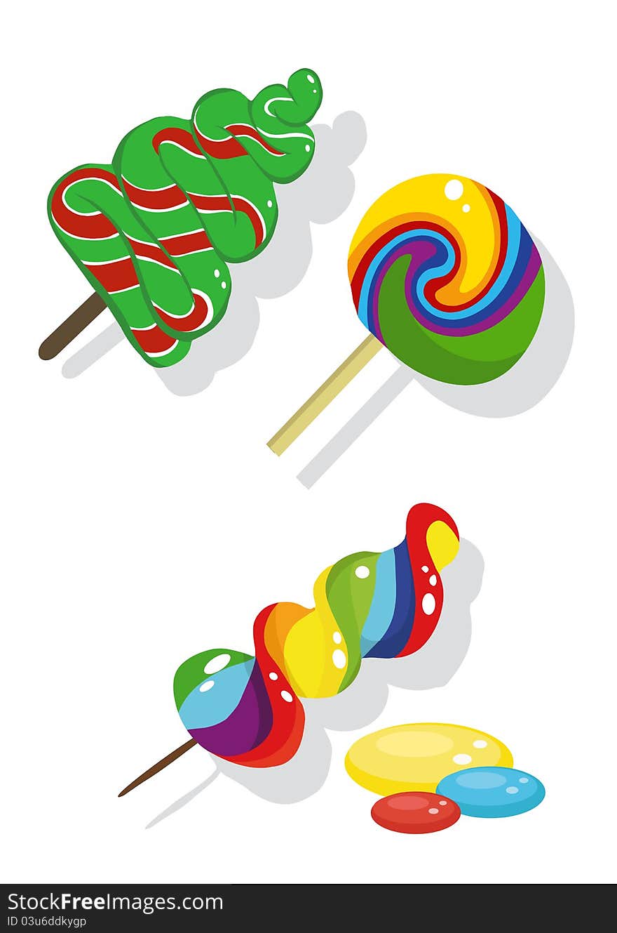 Vector image of colorful candy on a stick. Vector image of colorful candy on a stick