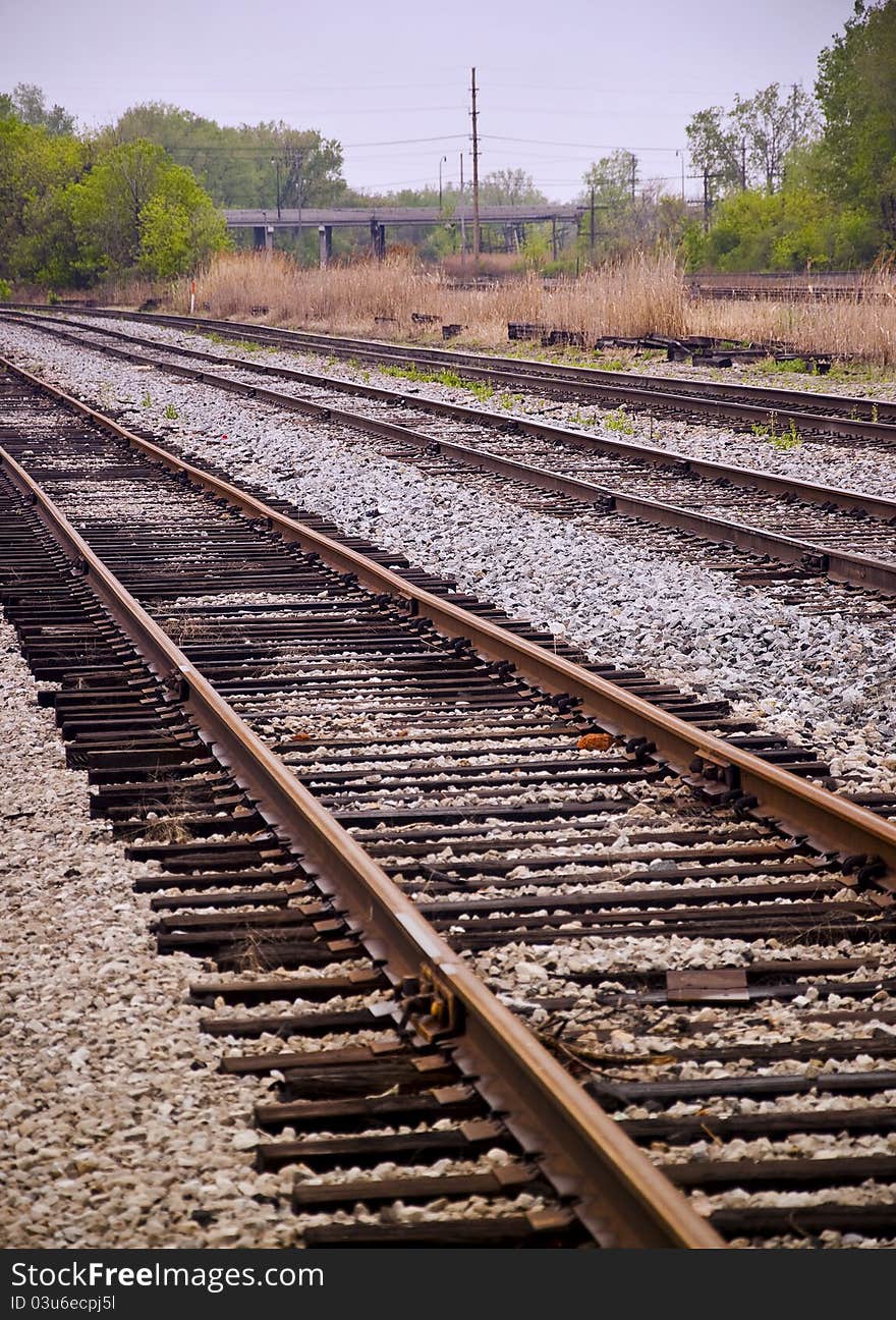 Set of mainline railroad tracks near detroit