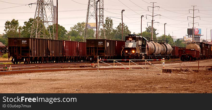 Steel and Coal Train on siding near steel mill. Steel and Coal Train on siding near steel mill