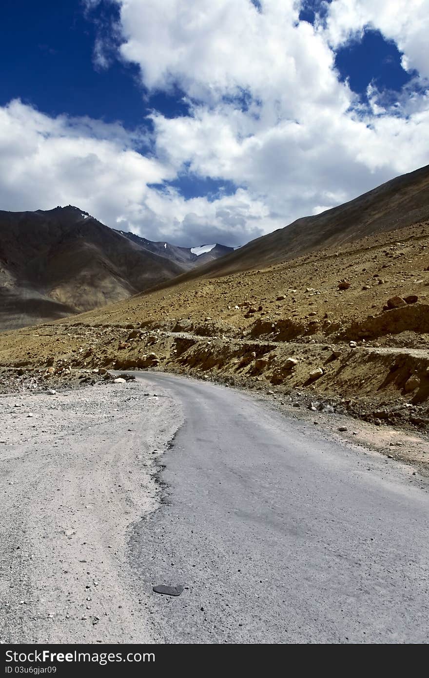 Road to mountains. Himalayan scenic. Ladakh. India