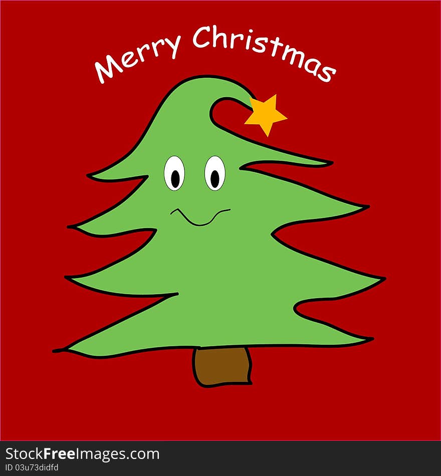 Happy smiling pine tree illustration. Happy smiling pine tree illustration