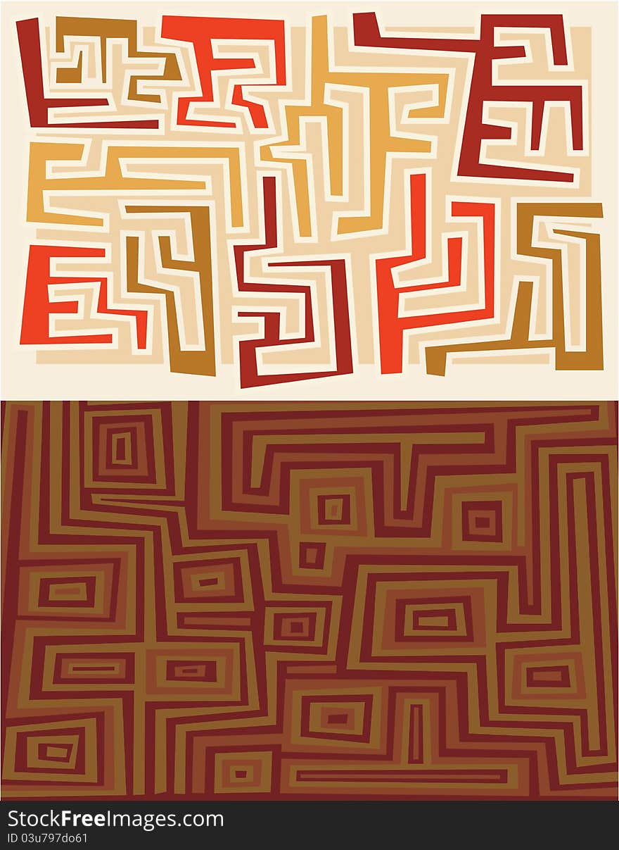 Retro backgrounds with labyrinthic shapes.