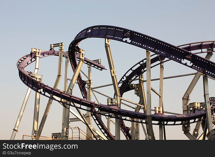 Attraction roller coaster in Gorky Park in Moscow. Attraction roller coaster in Gorky Park in Moscow