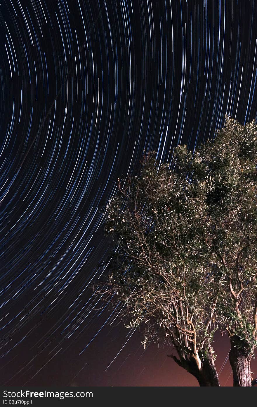 Awesome startrails effect on a clear, cloudless Summer night. Awesome startrails effect on a clear, cloudless Summer night