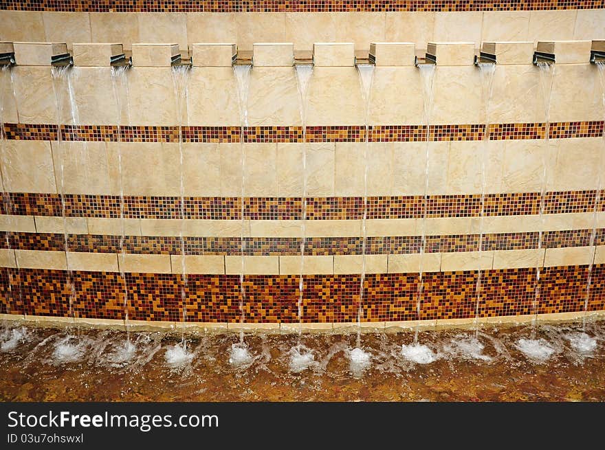 Brown tile pattern water fountain