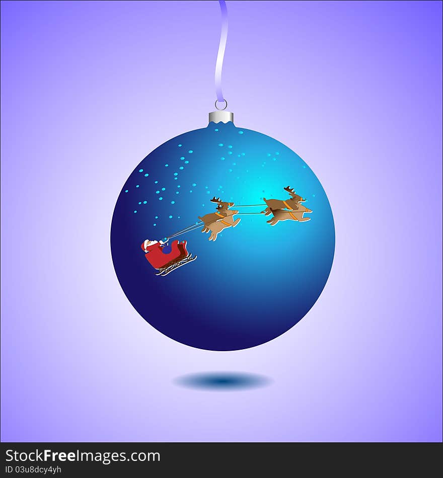 Blue Christmas ball with Santa Claus