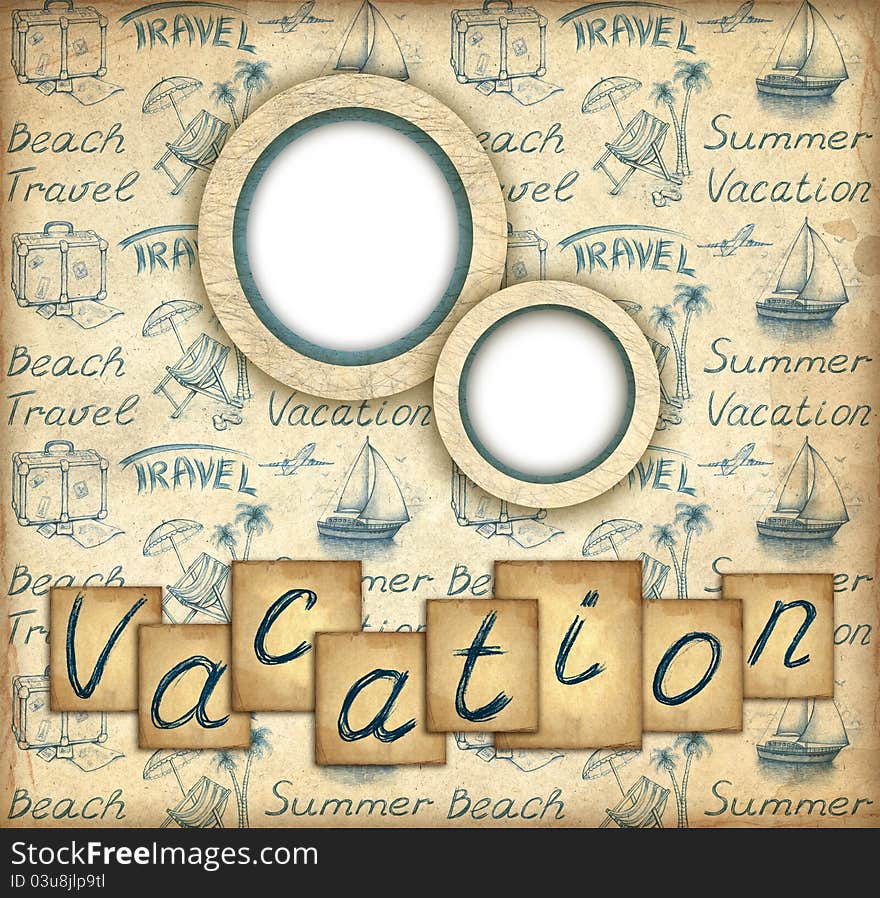 Retro vacation background with photo frame. Retro vacation background with photo frame