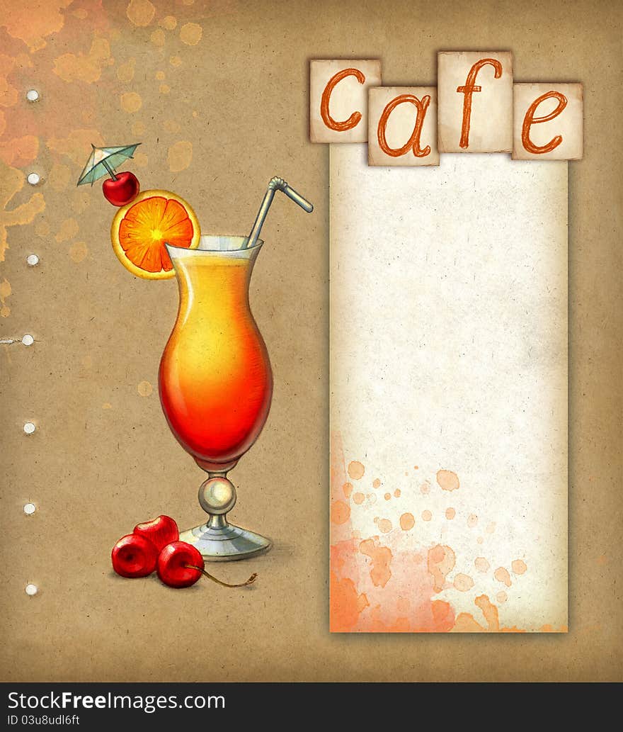 Background With Illustration Of Cocktail