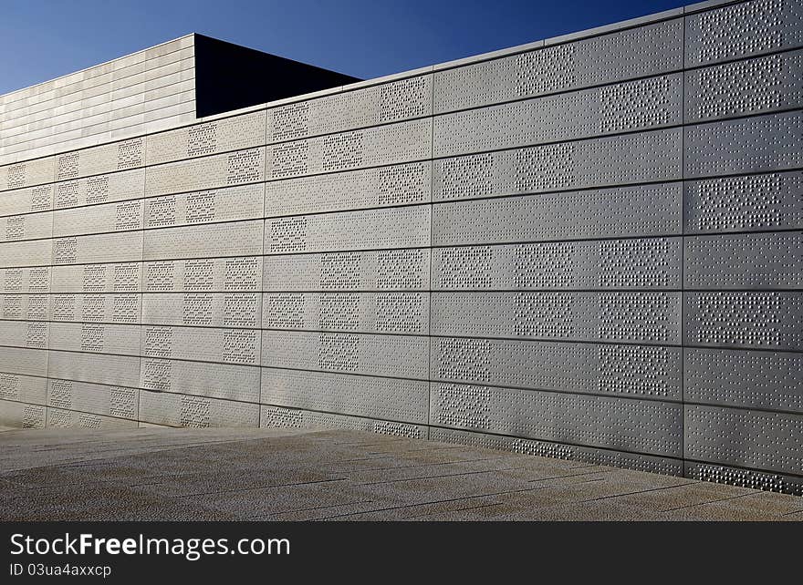 Modern architecture and blue sky in urban exterior scene. Modern architecture and blue sky in urban exterior scene