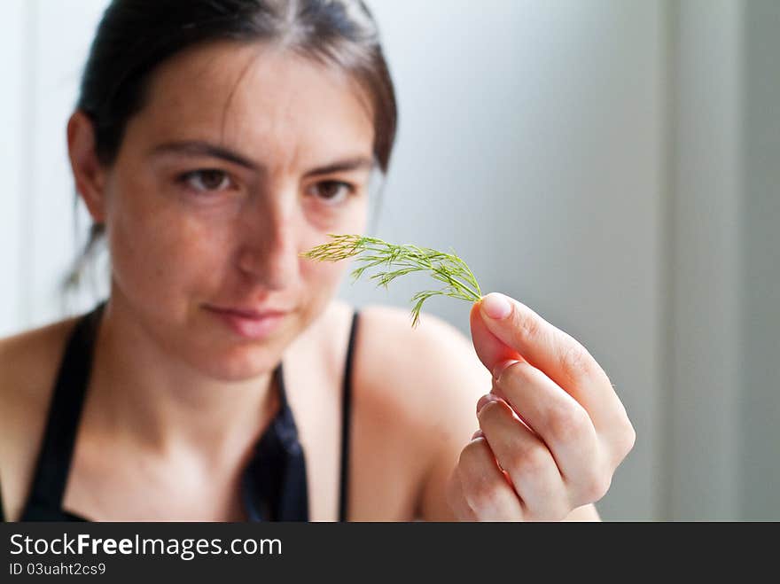 Chef examining ingredients