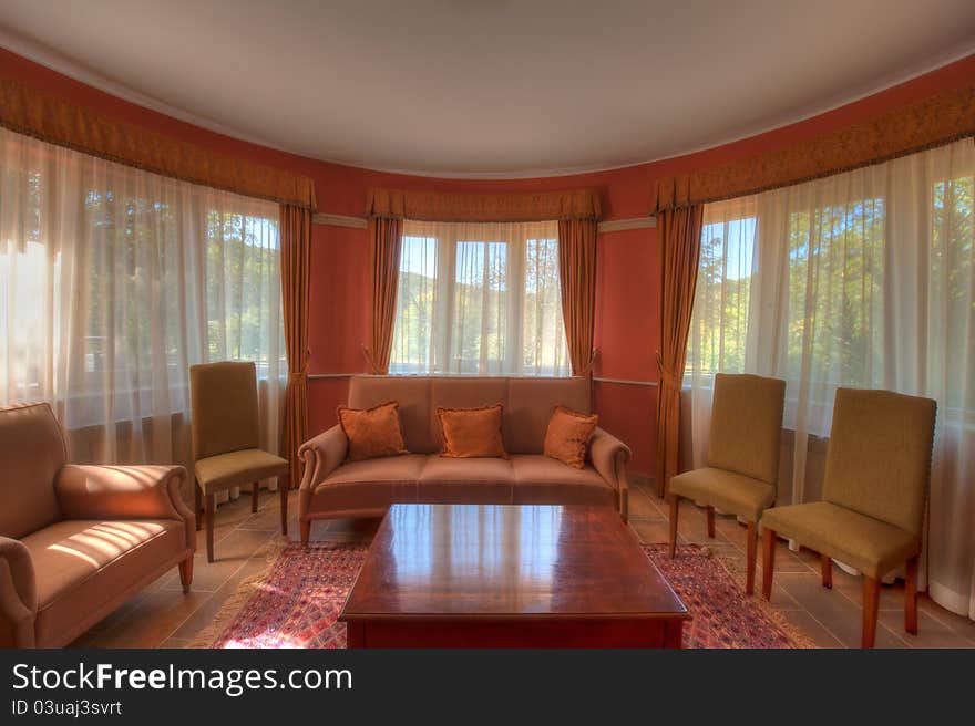 Classical Living Room with armchairs and table