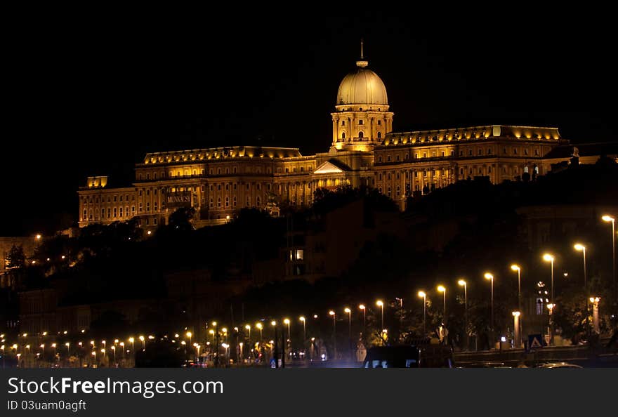 Royal Palace (Buda Castle) in Budapest at night. Royal Palace (Buda Castle) in Budapest at night