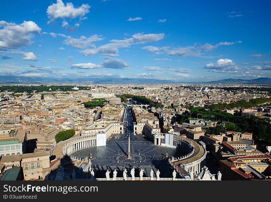 View from the top of San Pietro in Rome, Italy. View from the top of San Pietro in Rome, Italy