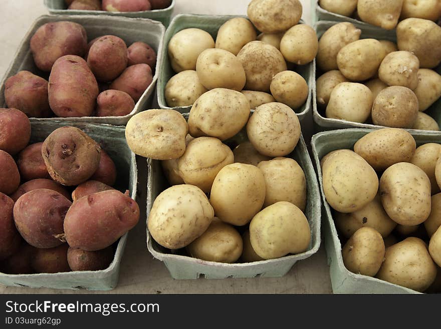 Red and white potatoes at a local farmer's market