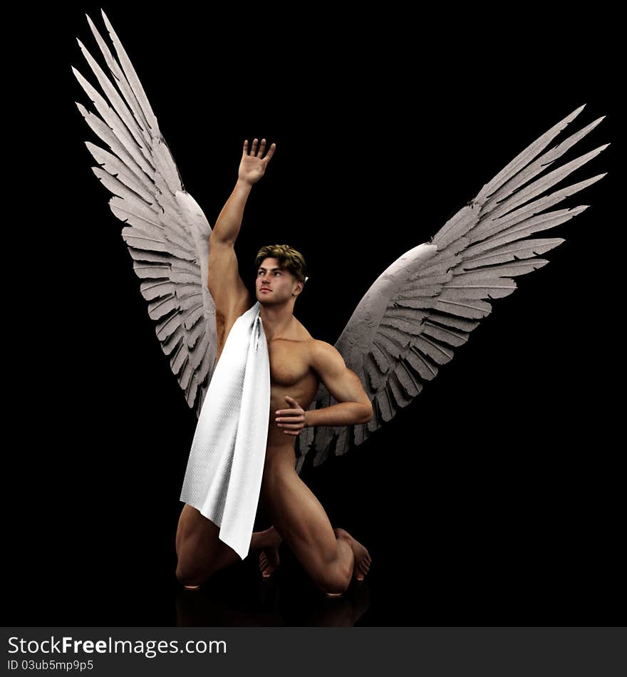 A male angel in his unique pose and expression. A male angel in his unique pose and expression