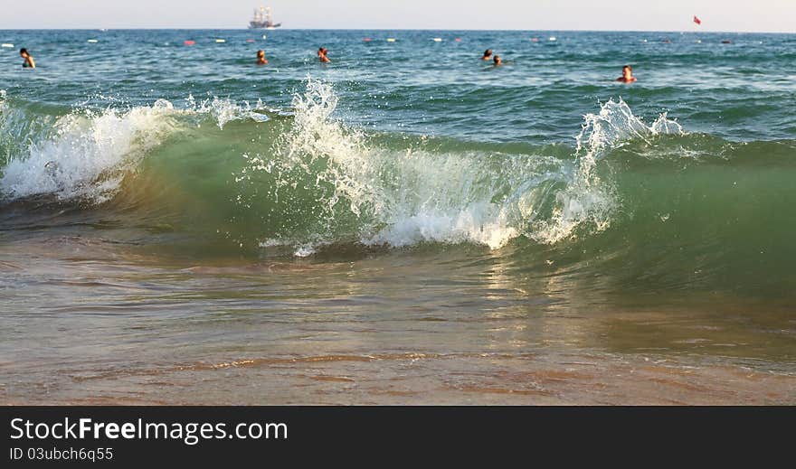 Sea surf. Mediterranean Sea. Turkey.