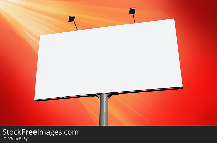 Blank billboard against orange sky, put your own text here