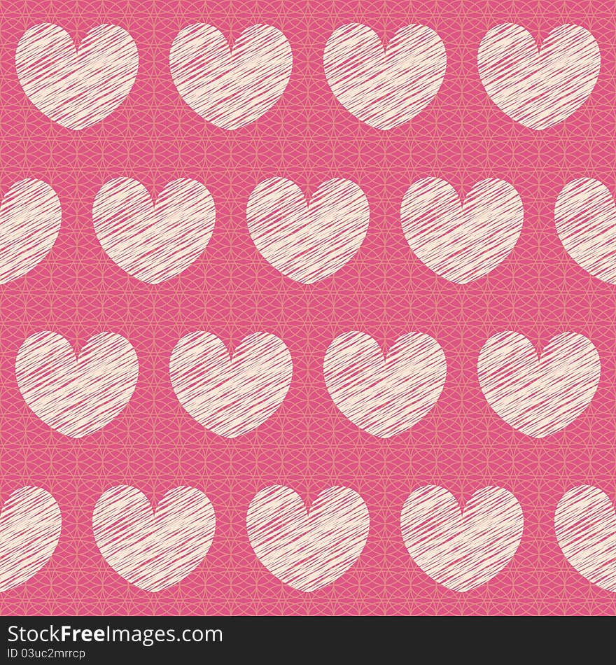 Vector abstract seamless pattern with hearts