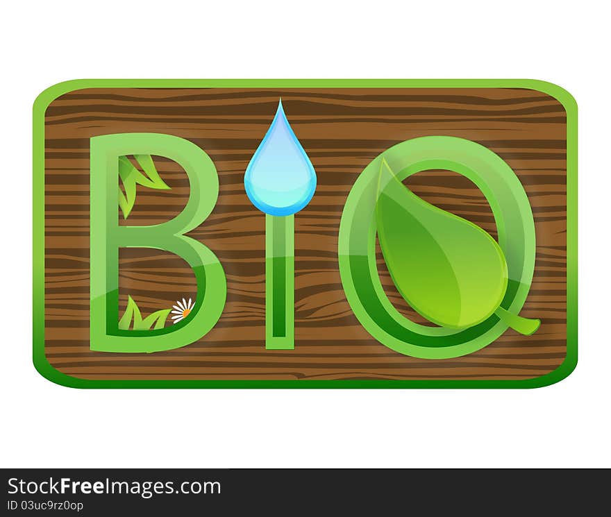 Glass nature bio symbol green color isolated