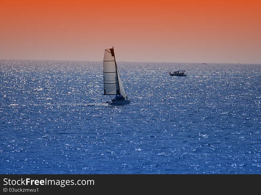 Sailing boat in a sunny day