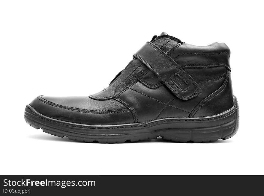 Black man's boot on white background. Black man's boot on white background