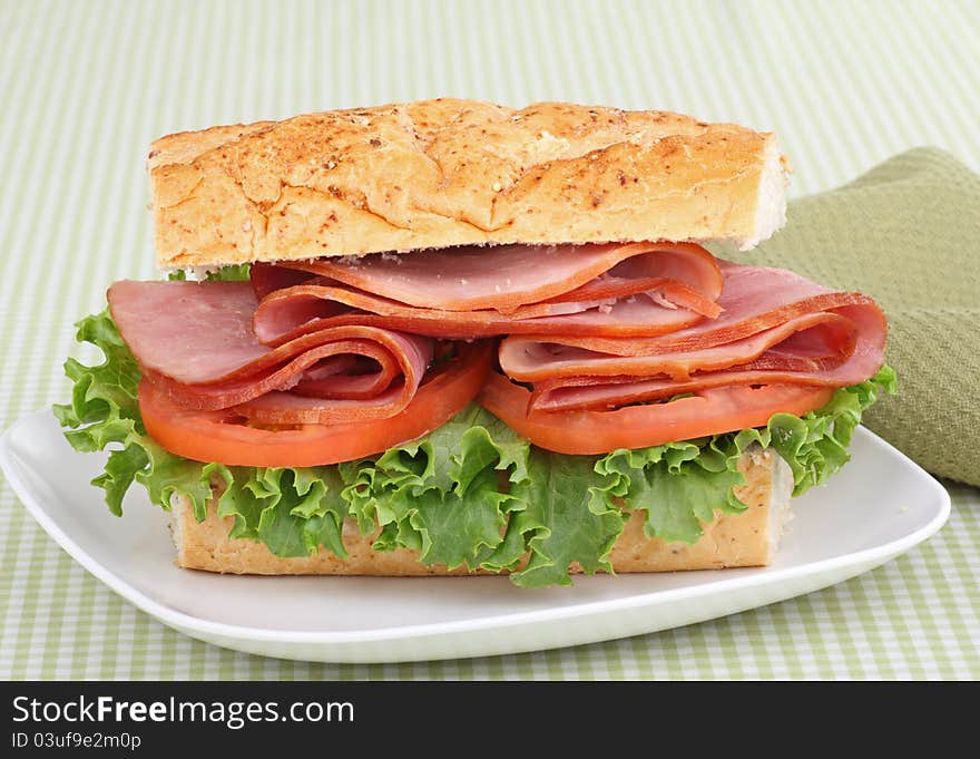 Ham, Lettuce And Tomato Sandwich