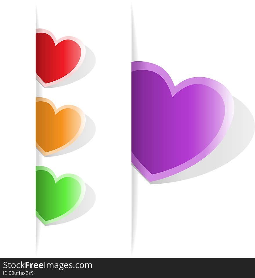 Set of multi-colored hearts, to which you can place your information. Set of multi-colored hearts, to which you can place your information