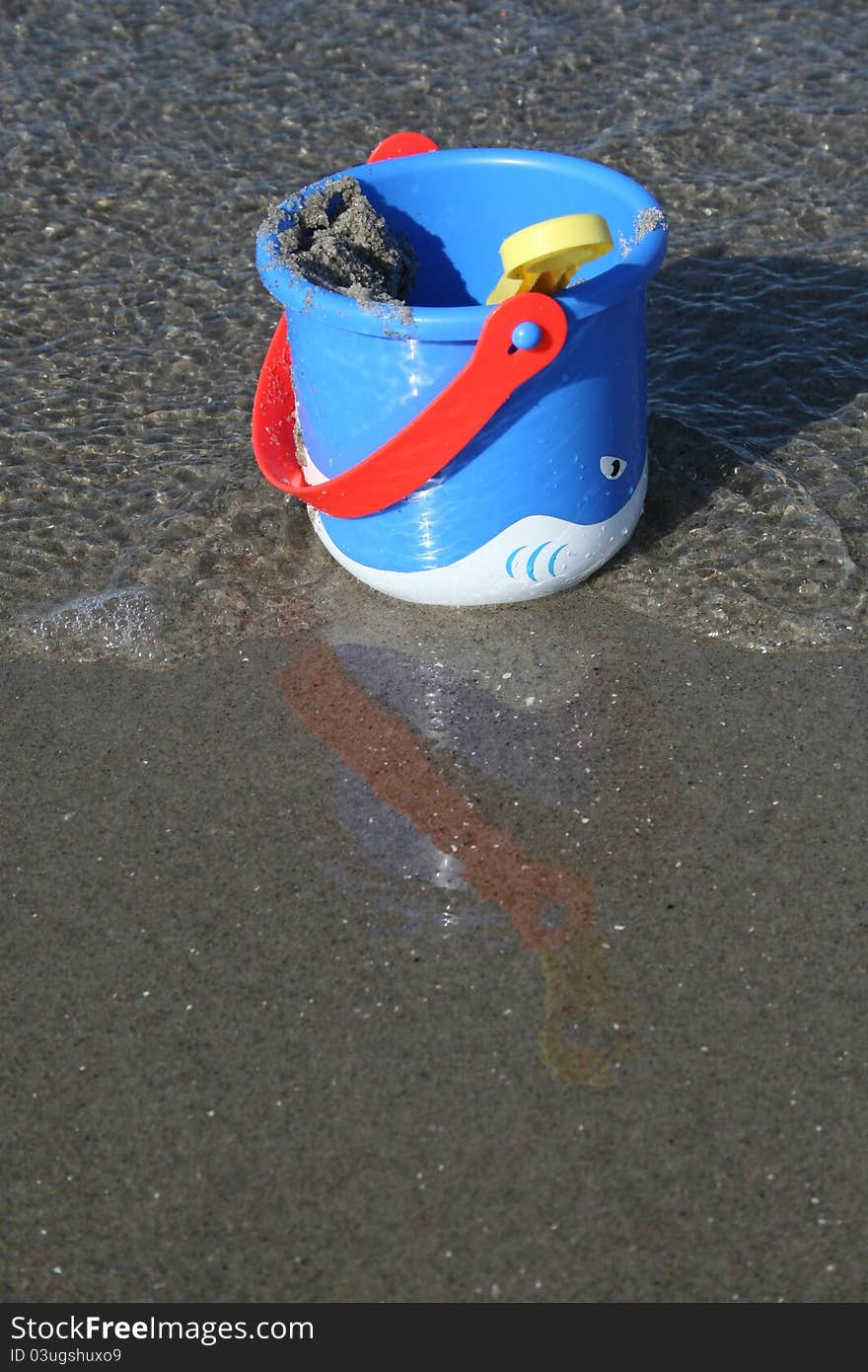 The bucket is on the canada beach