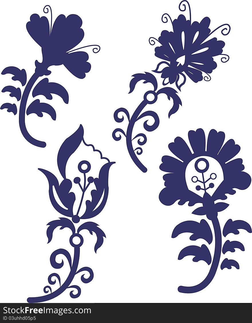 Collection of vector floral elements