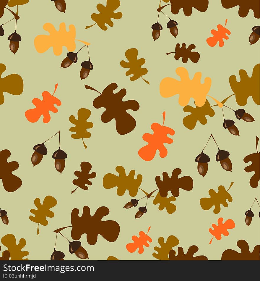 Seamless pattern with  stylized acorns and oak leaves. Vector illustration. Seamless pattern with  stylized acorns and oak leaves. Vector illustration