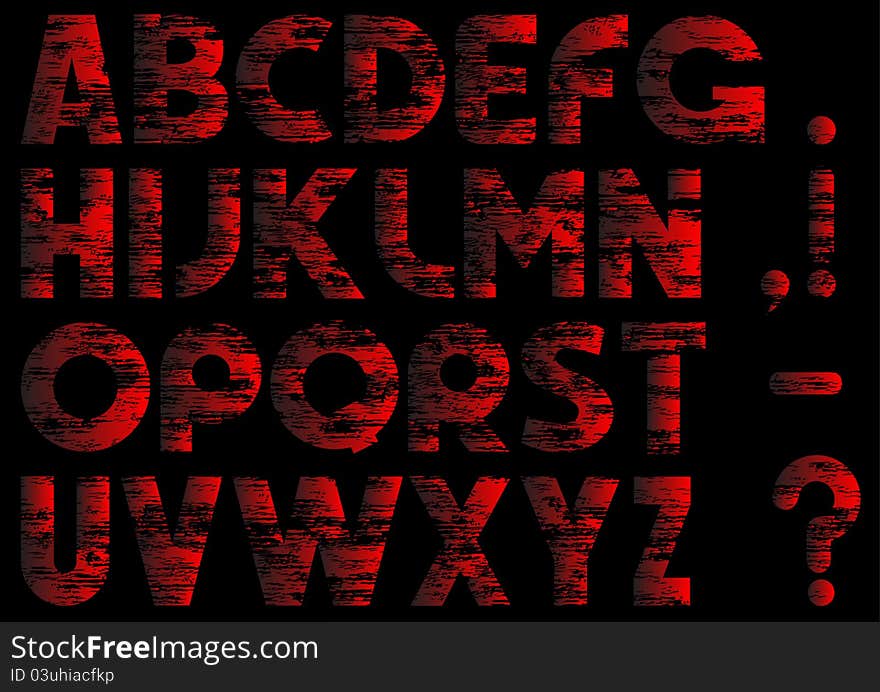 Alphabet in style grunge. Vector illustration