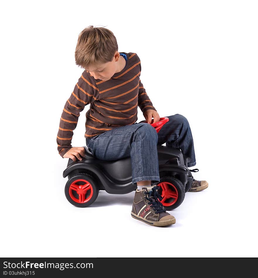 Young little boy with his car. Young little boy with his car