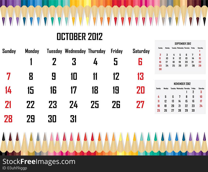 Calendar 2012 October