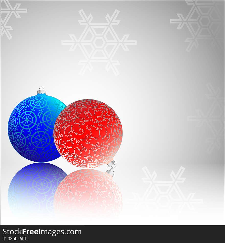 Christmas balls. Christmas baubles with reflection. Vector illustration