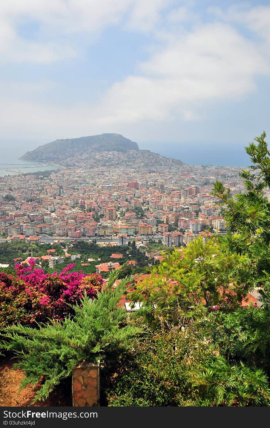 City of Alanya landscape with the Castle in the background. City of Alanya landscape with the Castle in the background