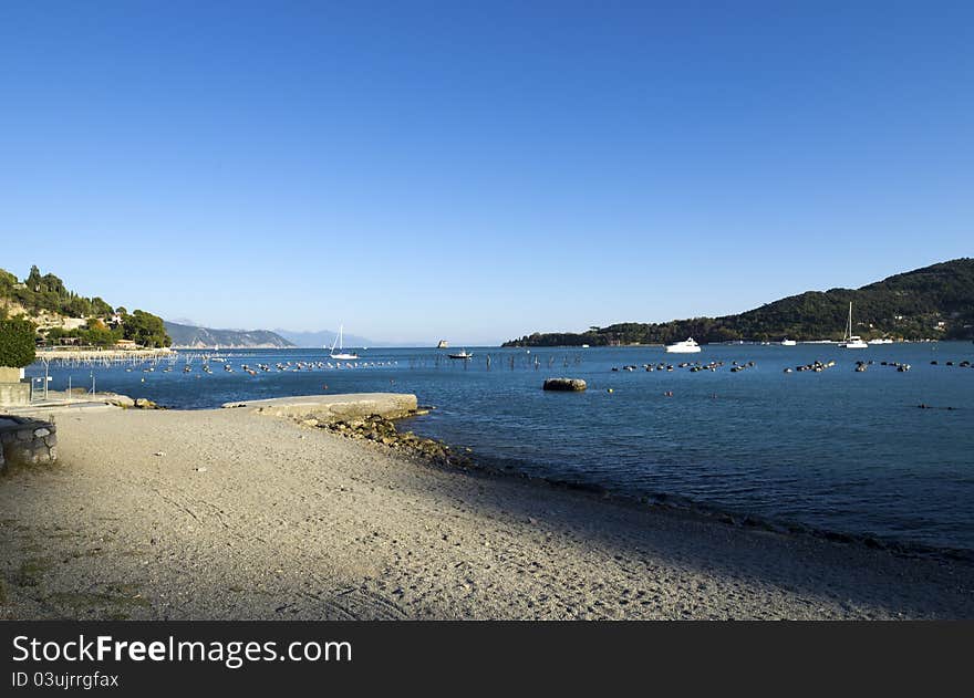 Detail of a beach in portovenere,nice village near la spezia