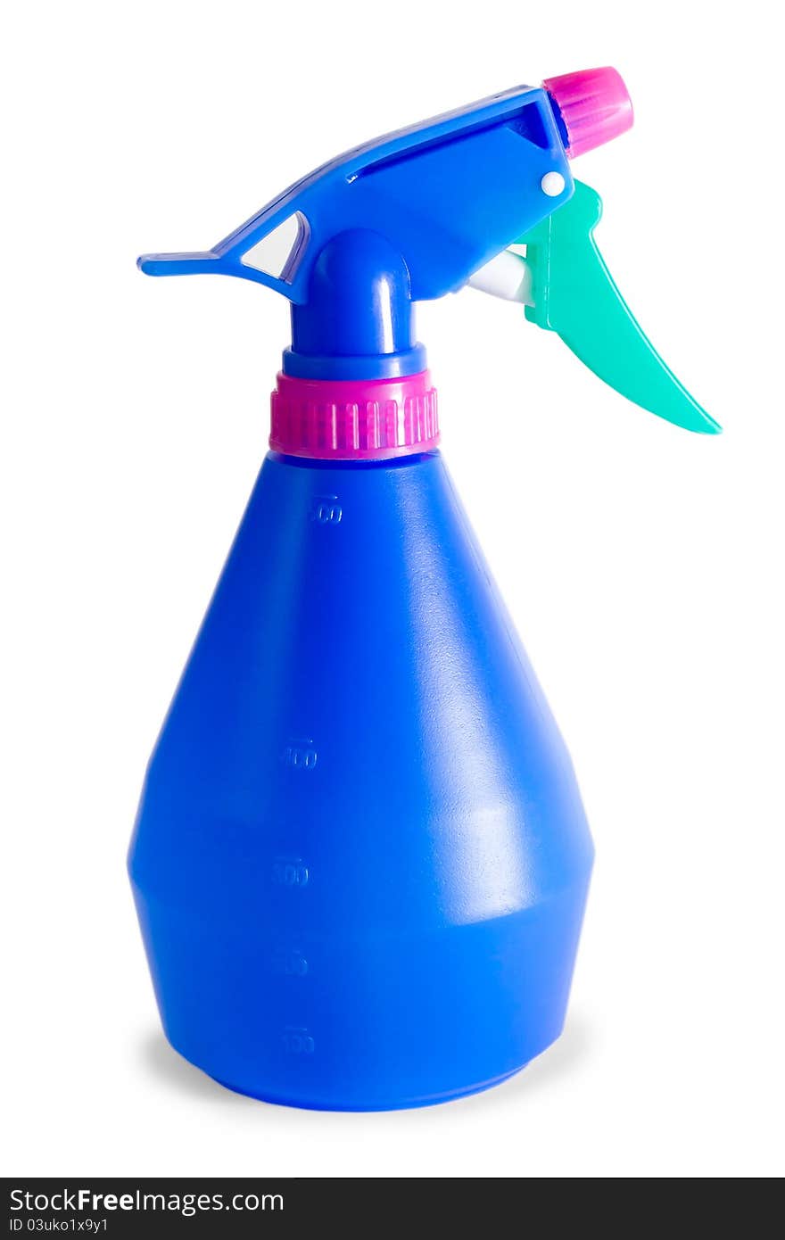 Blue plastic sprayer isolated