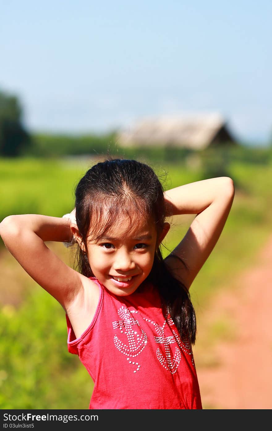 Closeup portrait of happy young girl