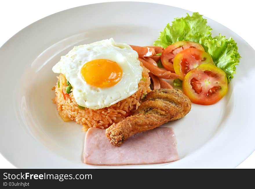 American style breakfast set, fried rice