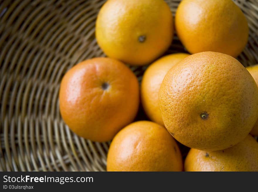 Close up orange on top in basket