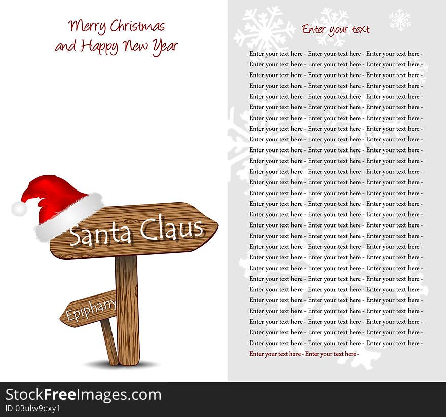 Christmas background with wooden signs and text